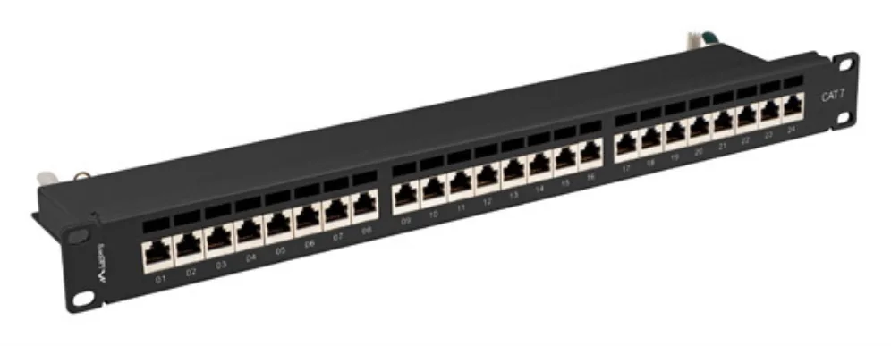 Patch panel lanberg 24 puertos 1u cat.7 ftp 19 pulgadas negro