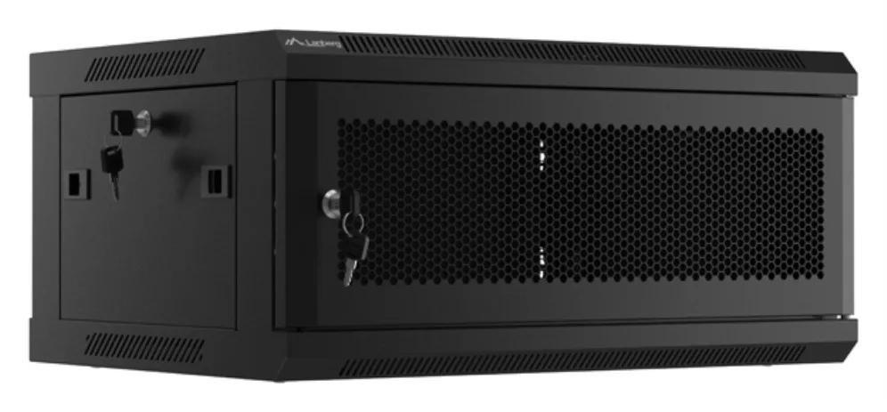 Armario lanberg mural rack 19 pulgadas 4u - 600x450 puerta perforada flat pack negro