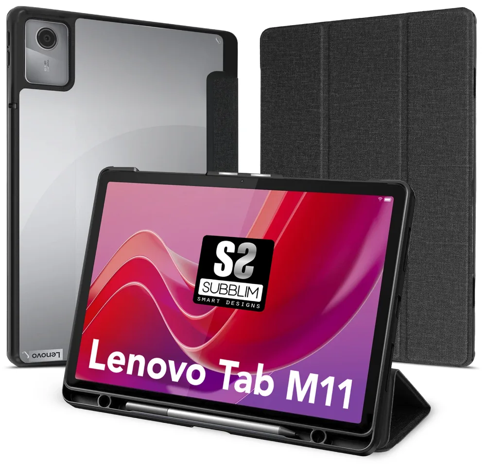 SUBBLIM Funda Tablet Clear Shock Case Compatible con Lenovo Tab M11 Negro 11" SmartCover
