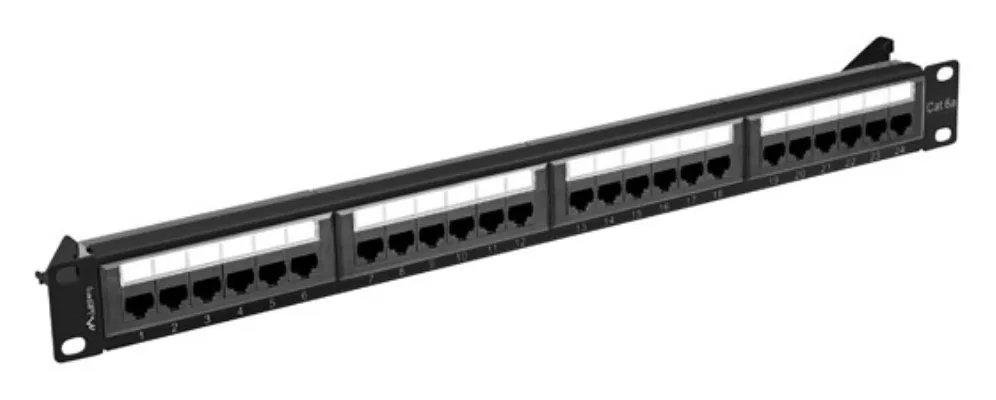 Patch panel lanberg 24 puertos 1u cat.6a utp 19 pulgadas negro