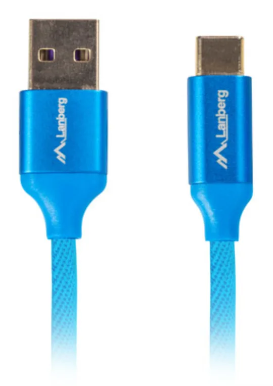 Cable usb lanberg 2.0 macho - usb tipo c macho quick charge 3.0 1.8m azul
