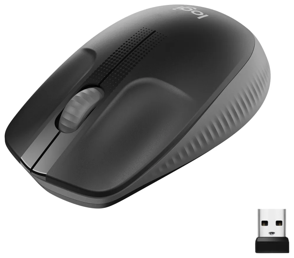 Mouse raton logitech m190 full size optico wireless inalambrico gris marengo