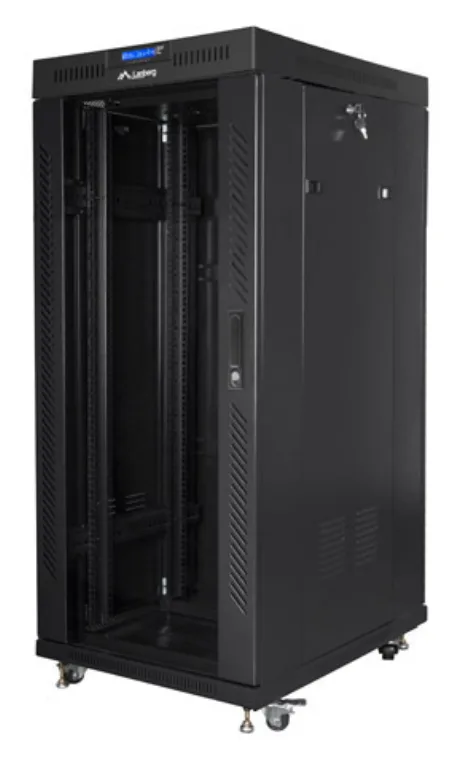Armario lanberg rack 19 pulgadas 27u - 800x1000 flat pack negro puerta cristal con lcd