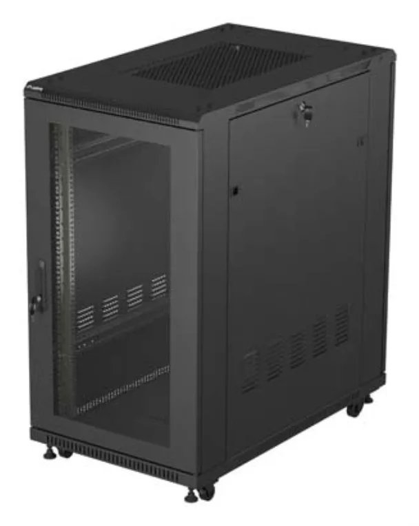Armario lanberg rack 19 pulgadas 22u - 600x1000 flat pack puerta perforada negro