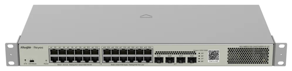 Ruijie Networks RG-NBS3100-24GT4SFP-P-V2 switch Gestionado L2 Gigabit Ethernet (10/100/1000) Energía sobre Ethernet (PoE) Metálico