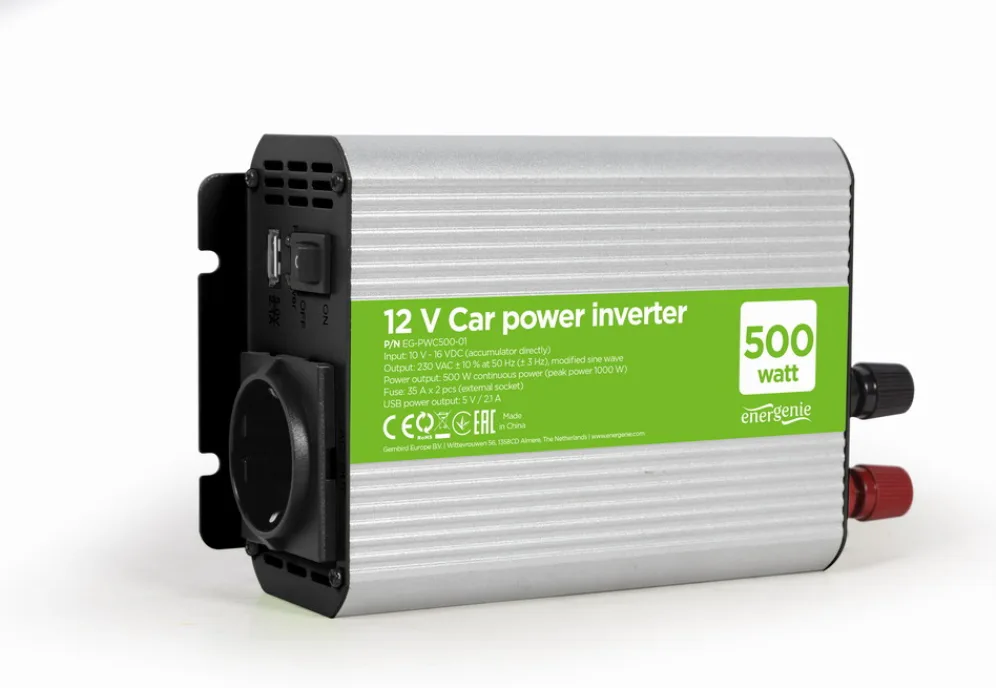 Gembird EG-PWC500-01 adaptador e inversor de corriente Auto 500 W Gris