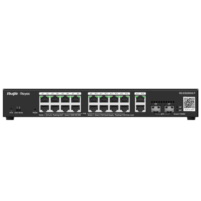 Reyee 20-Port Gigabit Smart POE Switch, 16 PoE-POE