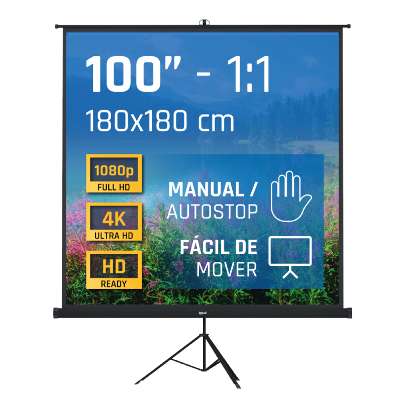 iggual Pantalla 100" 180x180 cm 1:1 trípode+bolsa
