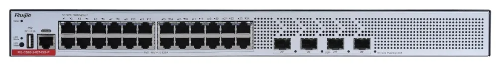 Ruijie Networks RG-CS83-24GT4XS-P switch Gestionado L3 Gigabit Ethernet (10/100/1000) Energía sobre Ethernet (PoE) 1U Gris