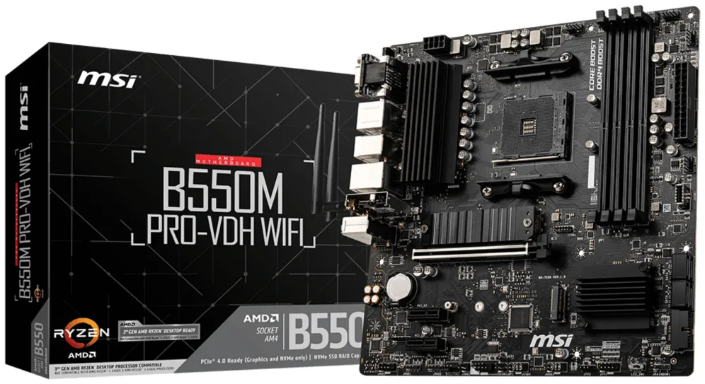Placa base msi amd b550m pro - vdh wifi am4 - ddr4 x4 - max 128gb - 3200mhz - display port - hdmi - d - sub - matx