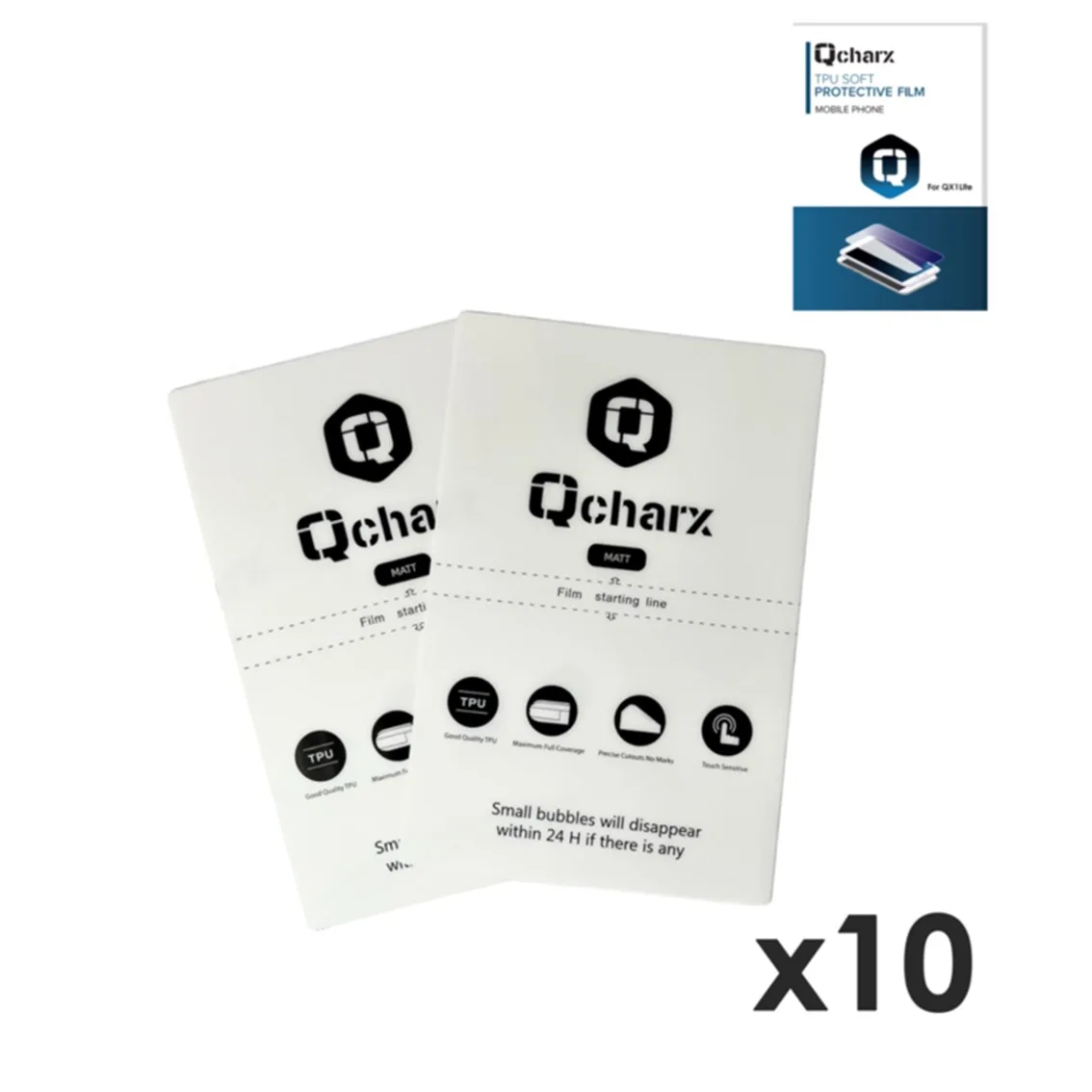 Laminas de proteccion frontales qcharx hidrogel mate anti huellas para qx1 lite 10 unidad
