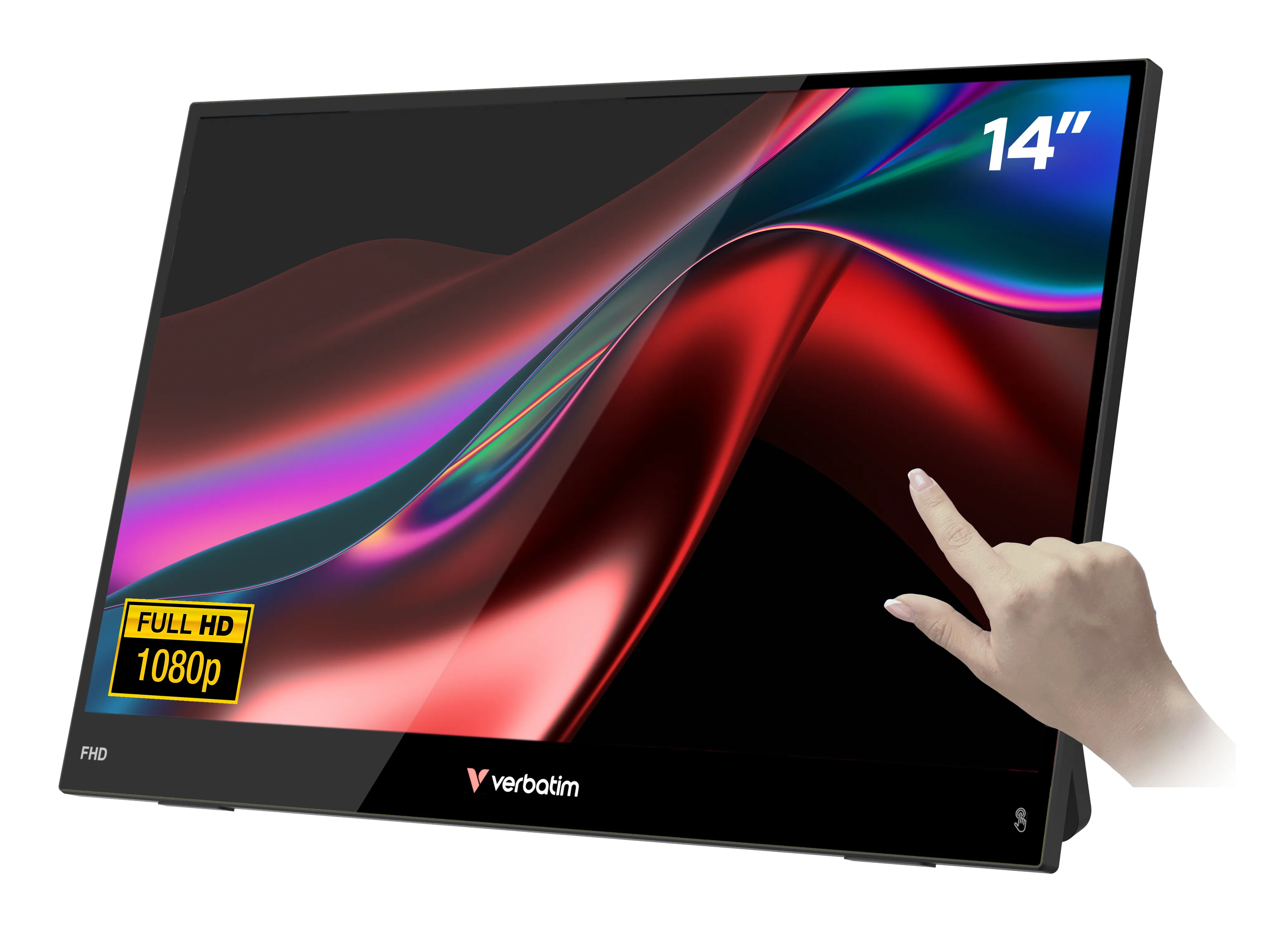 Verbatim Portable 14" FHD Touch Monitor LIGHT Monitor portátil Negro 35,6 cm (14") LCD 1920 x 1080 Pixeles