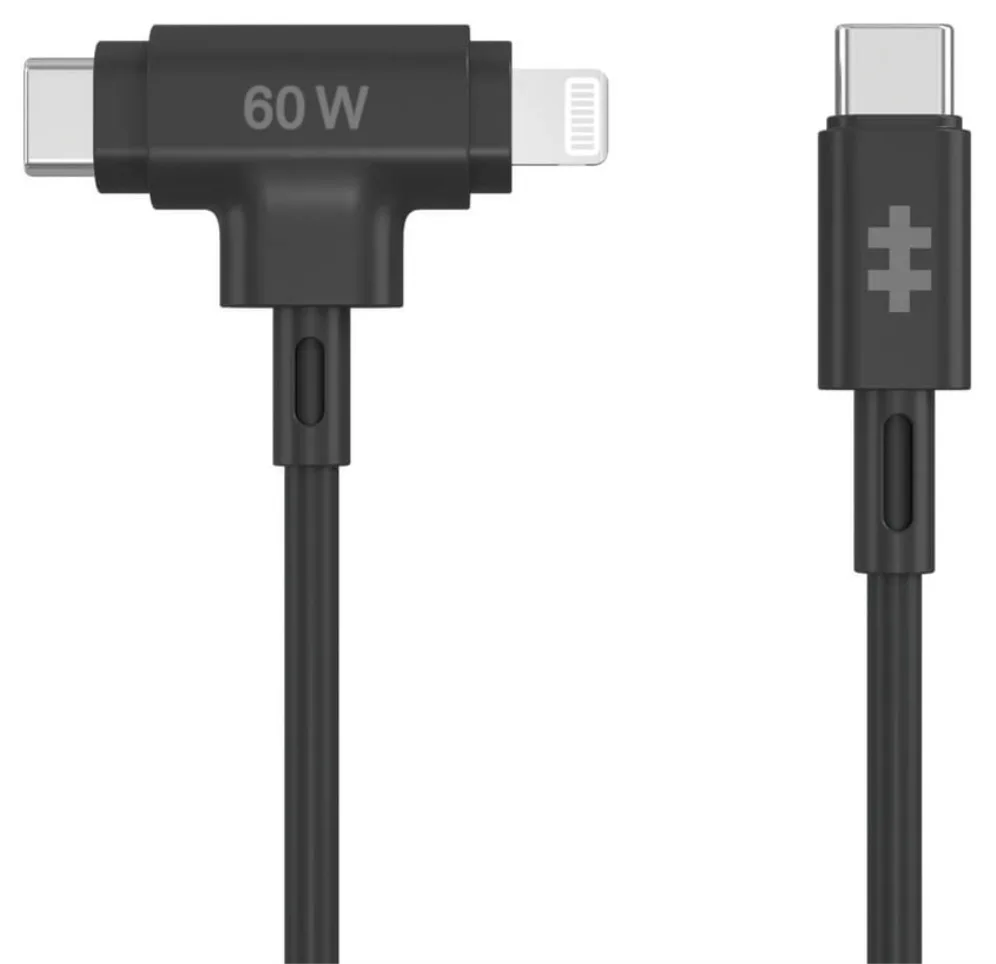 Cable usb tipo c a usb tipo c - lightning hyper 1.5m - macho - macho - negro