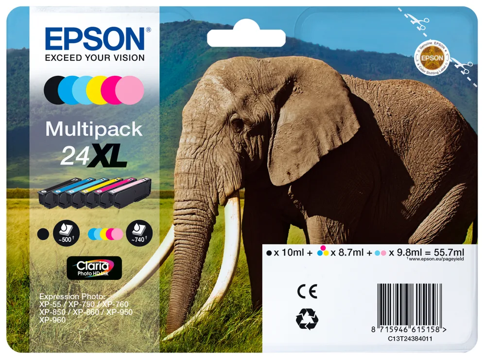 Cartucho tinta epson t243340 magenta xl para epson xp - 750 c13t24334010 - elefante