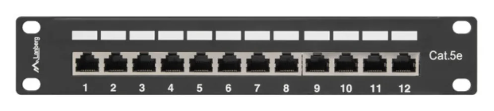 Patch panel lanberg 12 puertos 1u cat.5e 10 pulgadas blindado negro