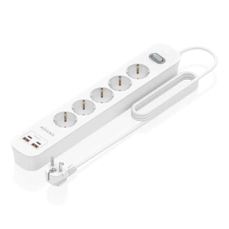 Aisens Regleta 5 tomas interruptor PD 2xUSBC 2xUSB