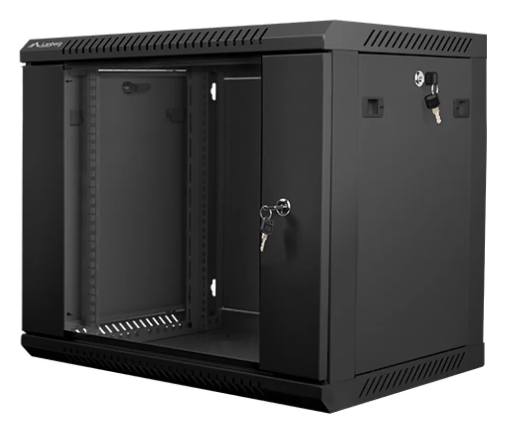 Armario lanberg 19 pulgadas 9u 600x450x507 flat pack puerta cristal negro