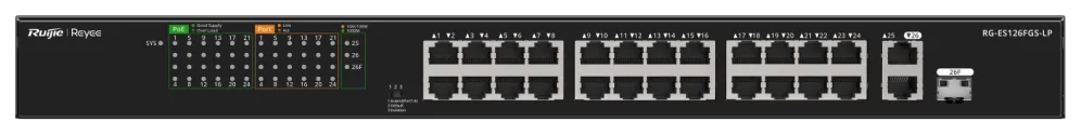 Ruijie Networks RG-ES126FGS-LP switch No administrado L2 Fast Ethernet (10/100) Energía sobre Ethernet (PoE) Negro