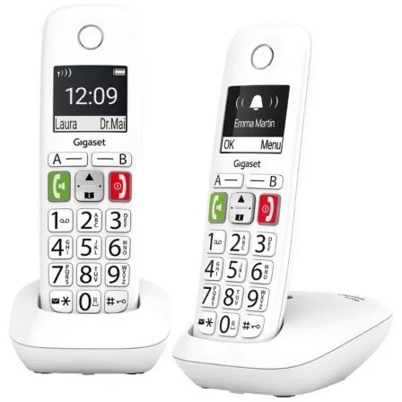 Telefono fijo inalambrico gigaset e290 duo blanco 300 numeros - 42 tonos