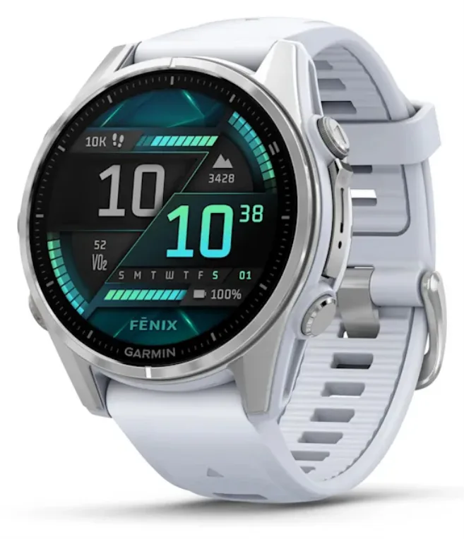 Garmin fenix 8 - 43mm - reloj de alto rendimiento gps multideporte con pantalla táctil amoled - linterna led - altavoz y micrófono integrados - mapas y hasta 10 días de autónomía - blanco