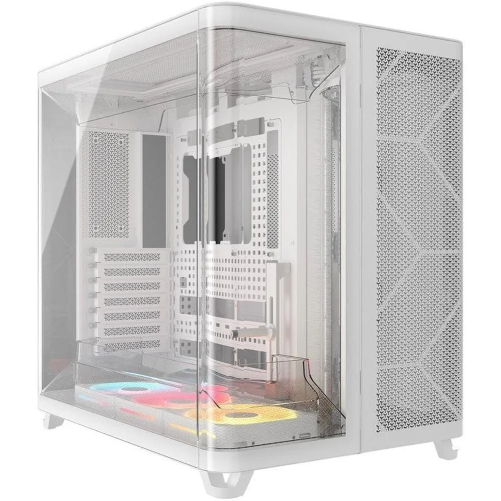 Caja ordenador gaming corsair air 5400 lx - r rgb icue atx cristal templado blanca