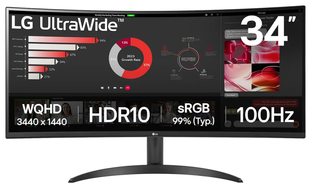 LG 34WR50QK-B monitor 34" WQHD 2xHDMI DP curvo