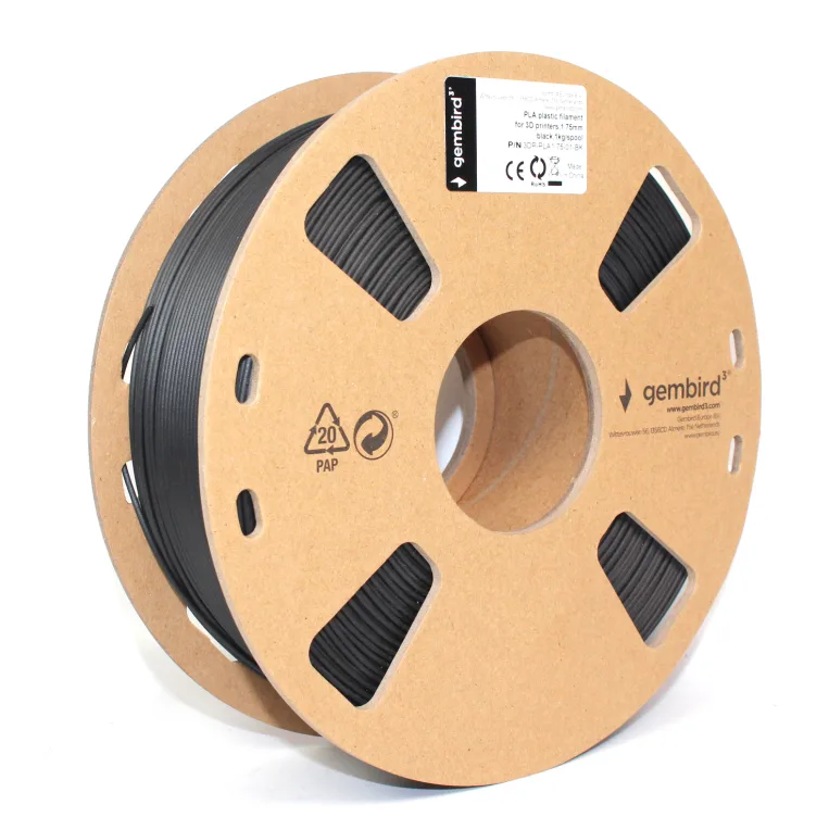 Gembird 3DP-PLA1.75-01-BK material de impresión 3d Ácido poliláctico (PLA) Negro 1,4 kg