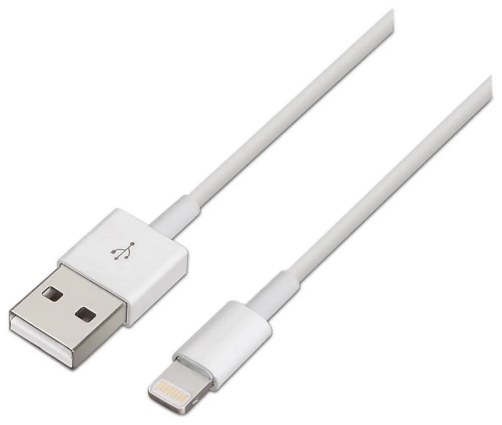 Cable USB 2.0 Lightning Aisens A102-0036/ USB Macho - Lightning Macho/ 2m/ Blanco