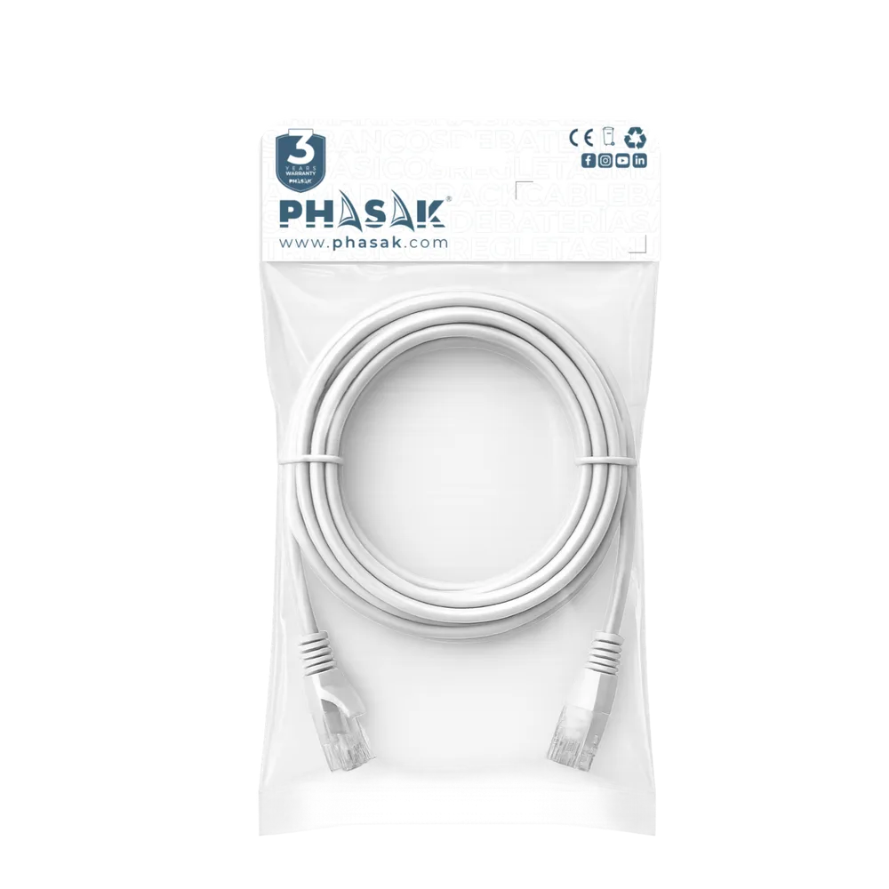 Cable red phasak latiguillo rj45 utp cat6 2m gris phk 1602