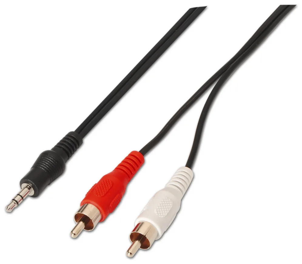 Cable Estéreo Aisens A128-0148/ Jack 3.5 Macho - 2x RCA Macho/ Hasta 0.1W/ 3m/ Negro