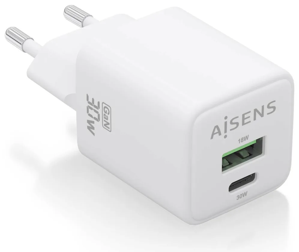 AISENS ASCH-30W2P037-W cargador de dispositivo móvil Universal Corriente alterna Carga rápida Interior