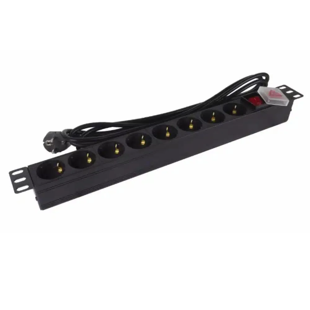 Regleta phasak 8 tomas armario rack 19 pulgadas con interruptor 3m negro bns 1520