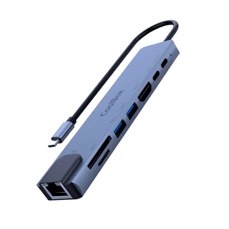 Coolbox M.DOCK C81 USB-C-1PD-2USB-A-HDMI-SD-MSD-RJ