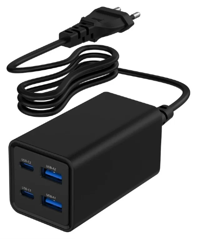 Gembird Cargador rápido USB GaN PD 4 puertos 65 W