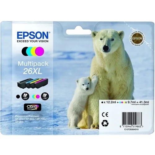 Multipack epson t263640 26xlxp - 510 - 520 - 600 - 605 - 610 - oso polar