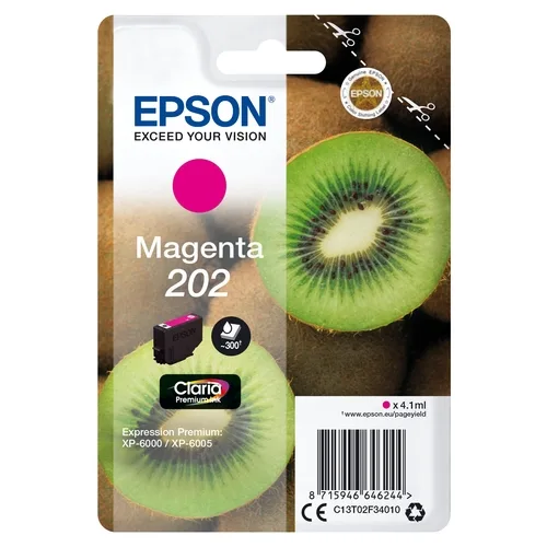 Cartucho tinta epson c13t02f34010 singlepack magenta 202 claria premium ink xp - 6000 - xp - 6005 - kiwi