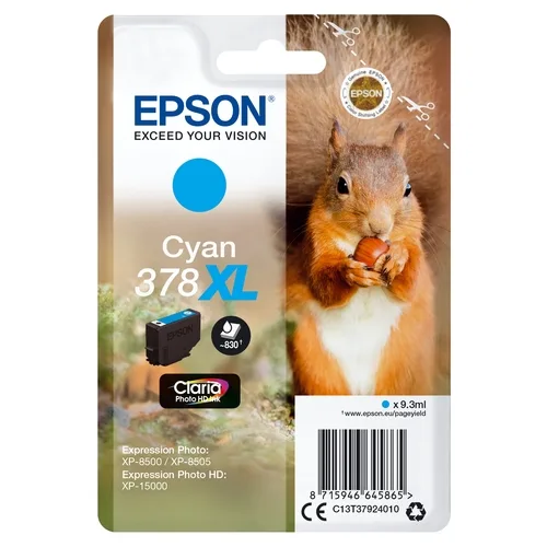 Cartucho tinta epson c13t37924010 singlepack cian 378xl claria photo hd ink ardilla