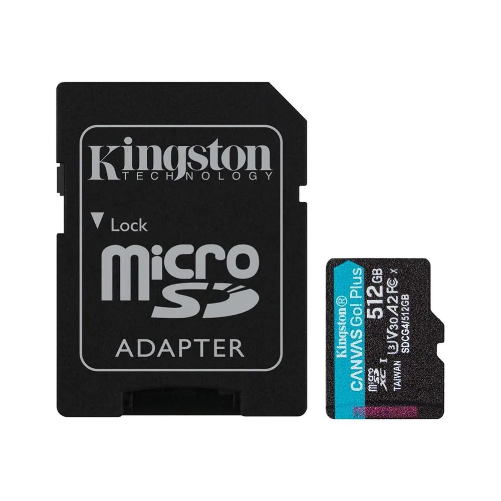 Tarjeta memoria micro secure digital sd xc 512gb kingston canvas go! plus clase 10 uhs - i u3 + adaptador sd