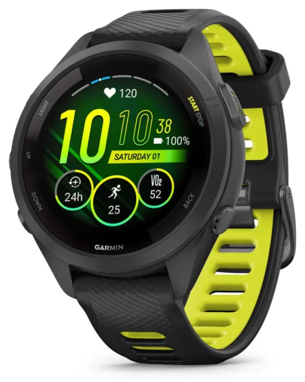 Garmin Forerunner 265S 2,79 cm (1.1") AMOLED 42 mm Digital 360 x 360 Pixeles Pantalla táctil Negro, Gris Wifi GPS (satélite)