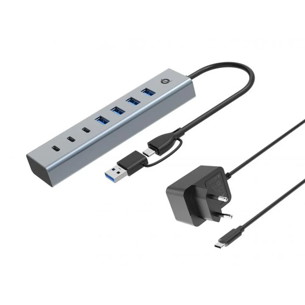 Hub usb 3.0 conceptronic hubbies20gp 7 puertos usb - c a 3xusb - c 4xusb - a con alimentador