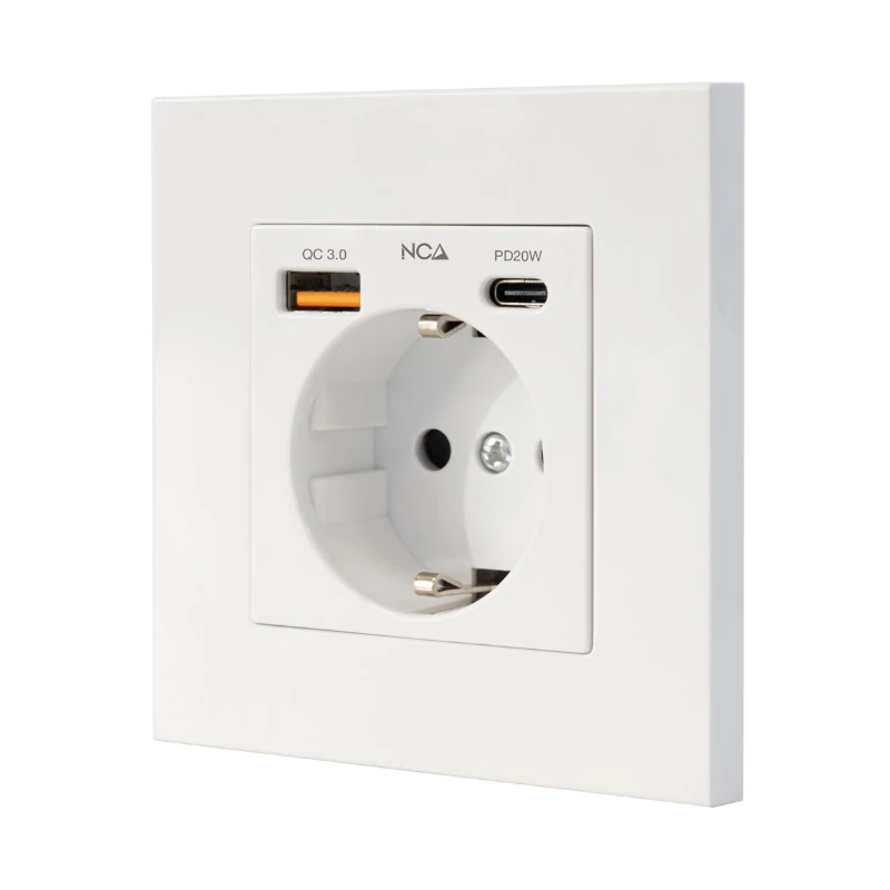 Nanocable Base Pared toma SCHUKO 2USB-C PD20W
