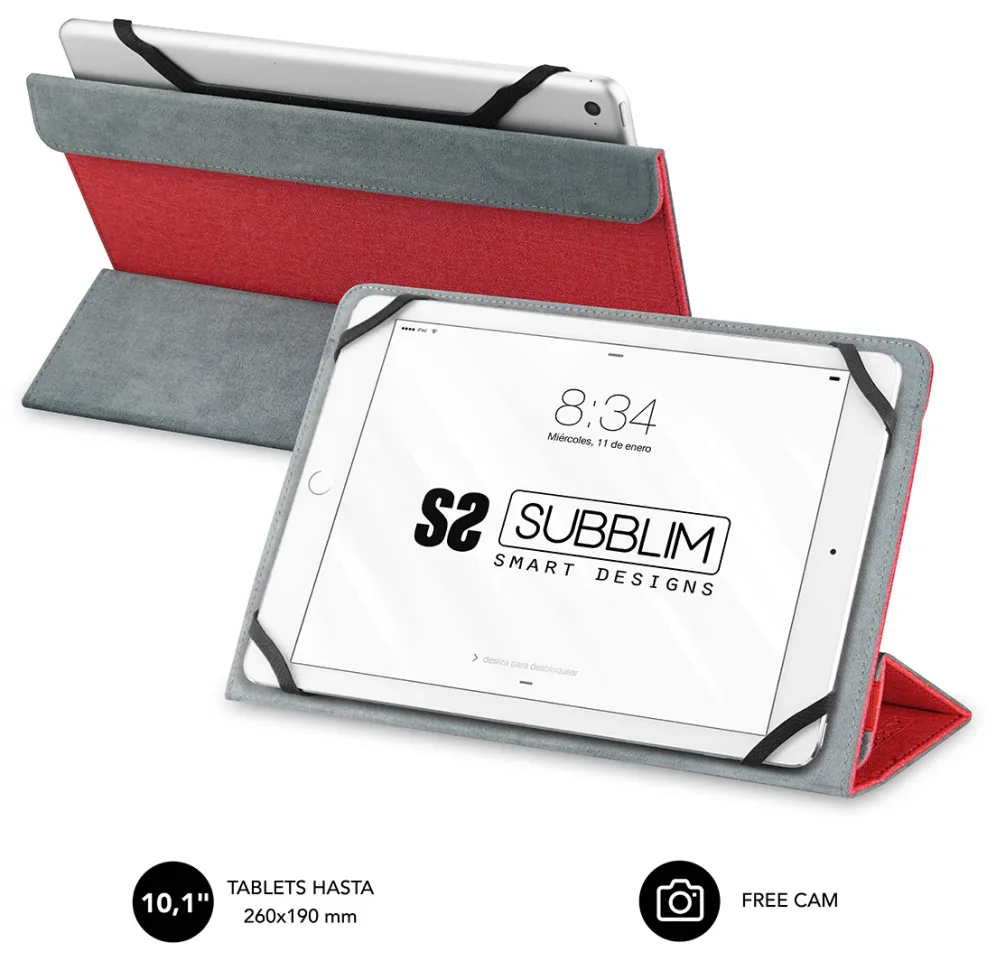 Funda subblim freecam case para tablet 10.1 pulgadas rojo