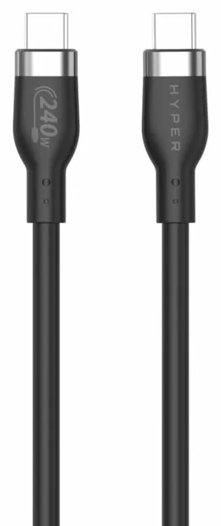 Cable usb tipo c hyper 2m - macho - macho - negro