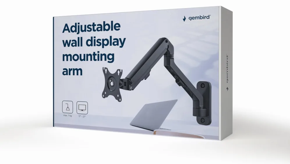 Gembird MA-WA1-02 soporte para monitor 68,6 cm (27") Pared Negro
