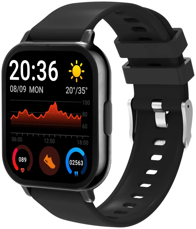 Denver SWC-176B Relojes inteligentes y deportivos 4,6 cm (1.81") TFT Digital Pantalla táctil Negro