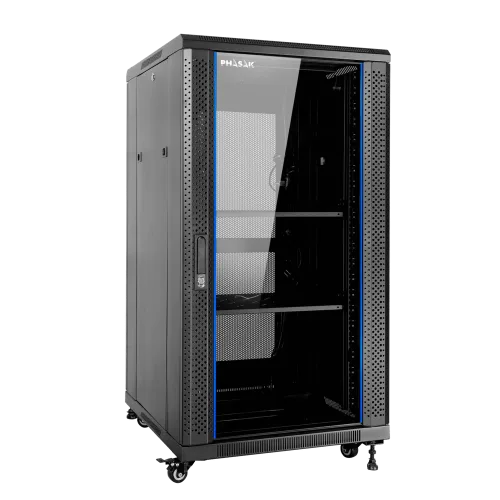 Armario rack de suelo 19 pulgadas phasak pro 27u negro 600x800 montado pho 6827