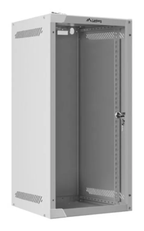 Armario lanberg mural 10 pulgadas 12u - 280x310 flat pack gris puerta cristal