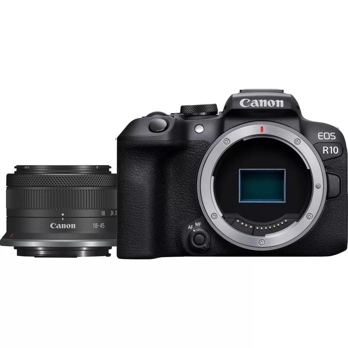 Camara reflex canon eos r10 + rf - s 18 - 45 is stm 24.2mpx negro