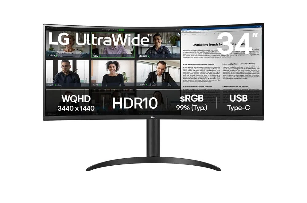 LG 34WR50QK-B monitor de ecrã 86,4 cm (34") 3440 x 1440 pixels Wide Quad HD Preto