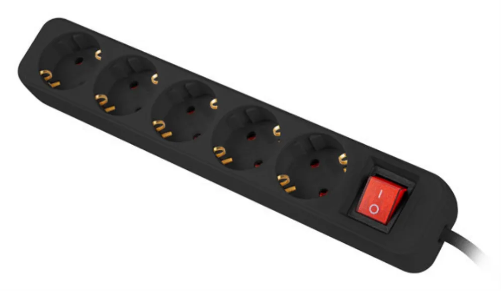 Regleta lanberg 5 tomas schuko con protecion negra 3m